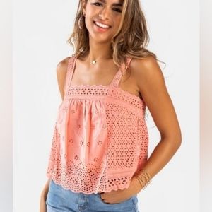Coco + Jaimeson Eyelet Lace Trim Tank Top